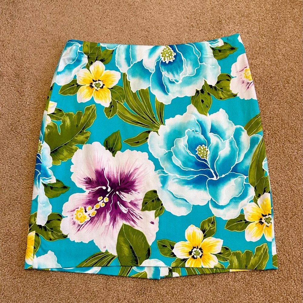 🩵💜 Jones New York Tropical Hibiscus Skirt 💜🩵